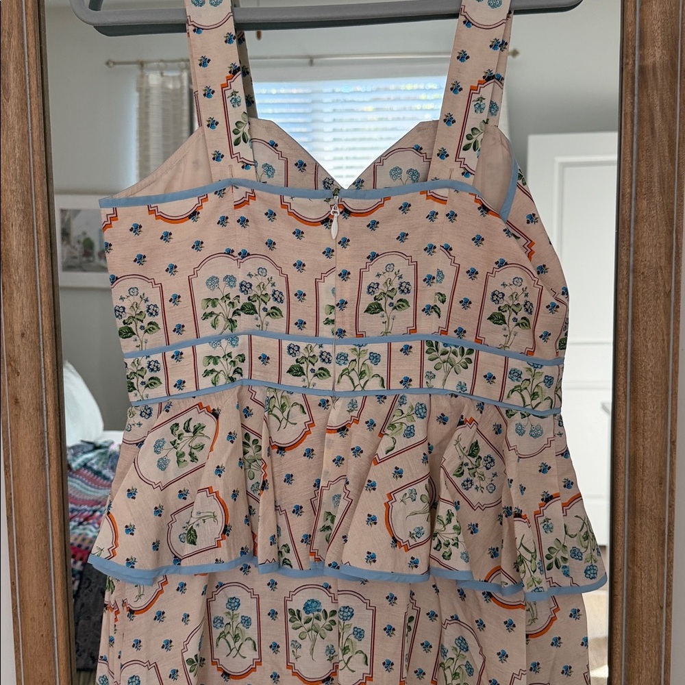 HUNTER BELL Peach Floral Maxi Dress with Blue Trim - Picture 6 of 7